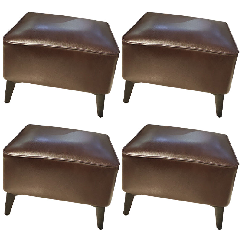 Contemporary Plain Pouf Ottoman Rectangle PU Leather Water Resistant Target Pouf Brown 4 Piece Set Clearhalo 'furn' 'furn_ottomans_poufs' 'Furniture' 'Living Room Furniture' 'Ottomans & Poufs' 'ottomans_poufs' 5771692
