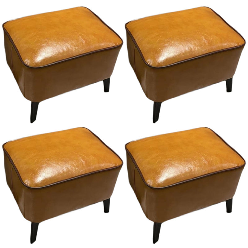 Contemporary Plain Pouf Ottoman Rectangle PU Leather Water Resistant Target Pouf Ginger 4 Piece Set Clearhalo 'furn' 'furn_ottomans_poufs' 'Furniture' 'Living Room Furniture' 'Ottomans & Poufs' 'ottomans_poufs' 5771695
