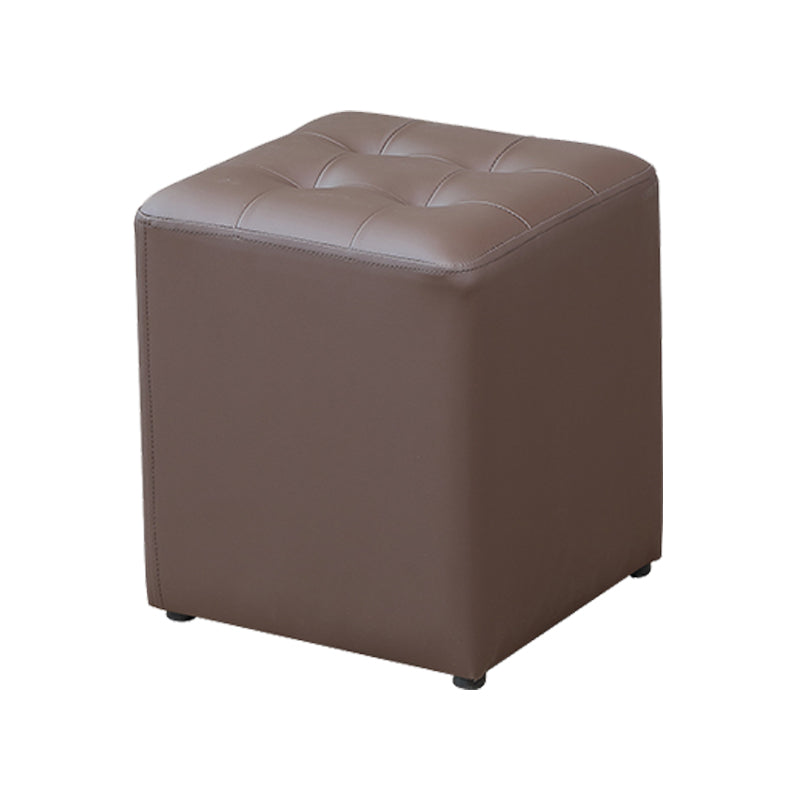 Modern Water Cube Stain Resistant Solid Color Leather Indoor Pouf