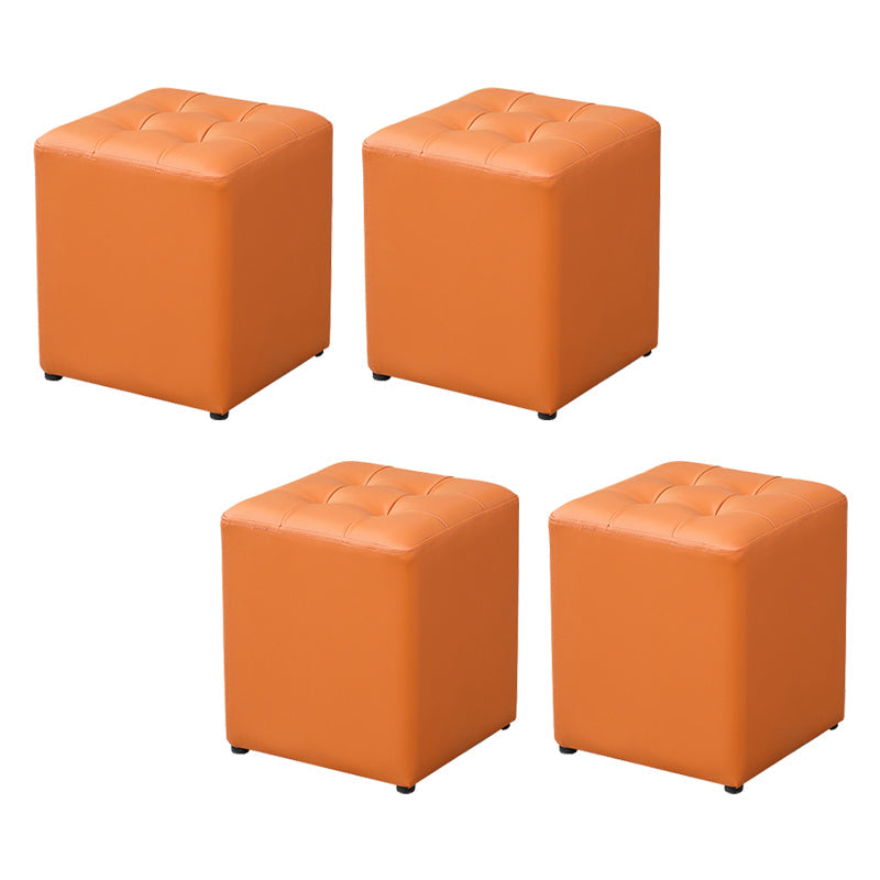 Modern Water Cube Stain Resistant Solid Color Leather Indoor Pouf