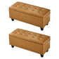 Contemporary Pouf Ottoman PU Leather Nailhead Trim Tufted Square Ottoman with Storage