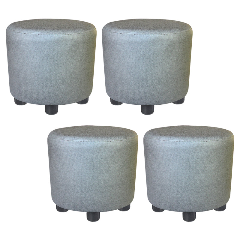 Modern Contrast Color Pouf Chair Round Cotton Stain Resistant Footstool Ottoman