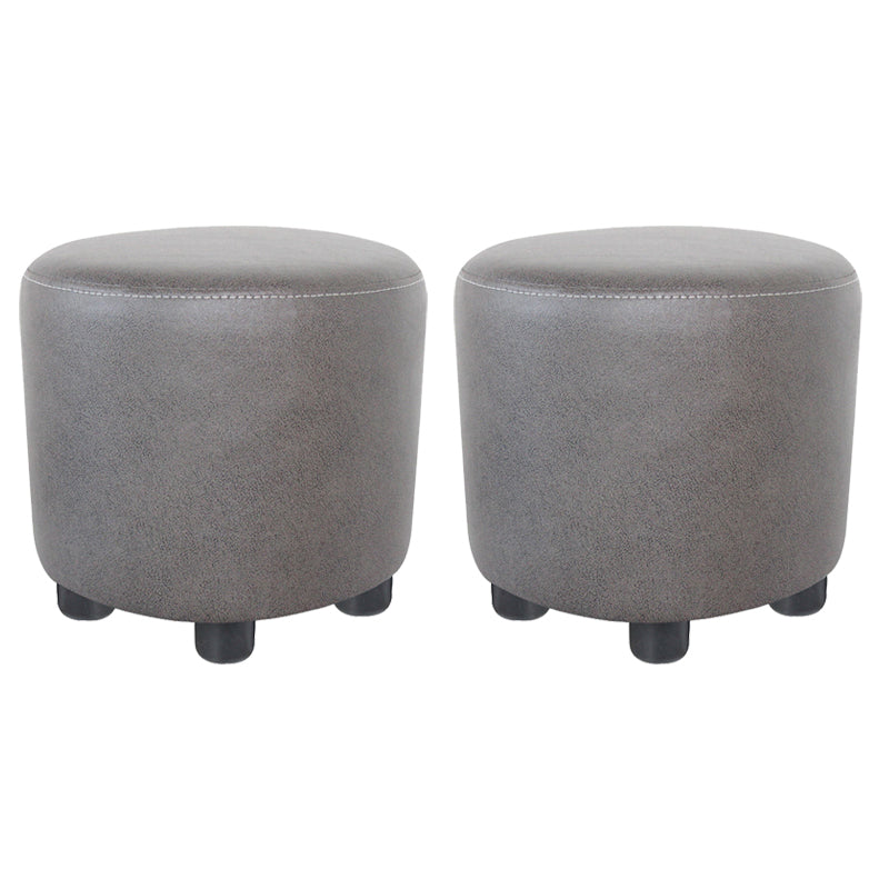 Modern Contrast Color Pouf Chair Round Cotton Stain Resistant Footstool Ottoman