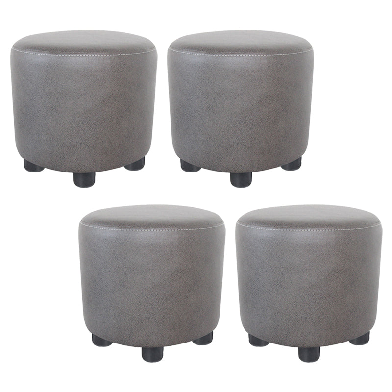 Modern Contrast Color Pouf Chair Round Cotton Stain Resistant Footstool Ottoman