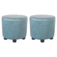 Modern Contrast Color Pouf Chair Round Cotton Stain Resistant Footstool Ottoman