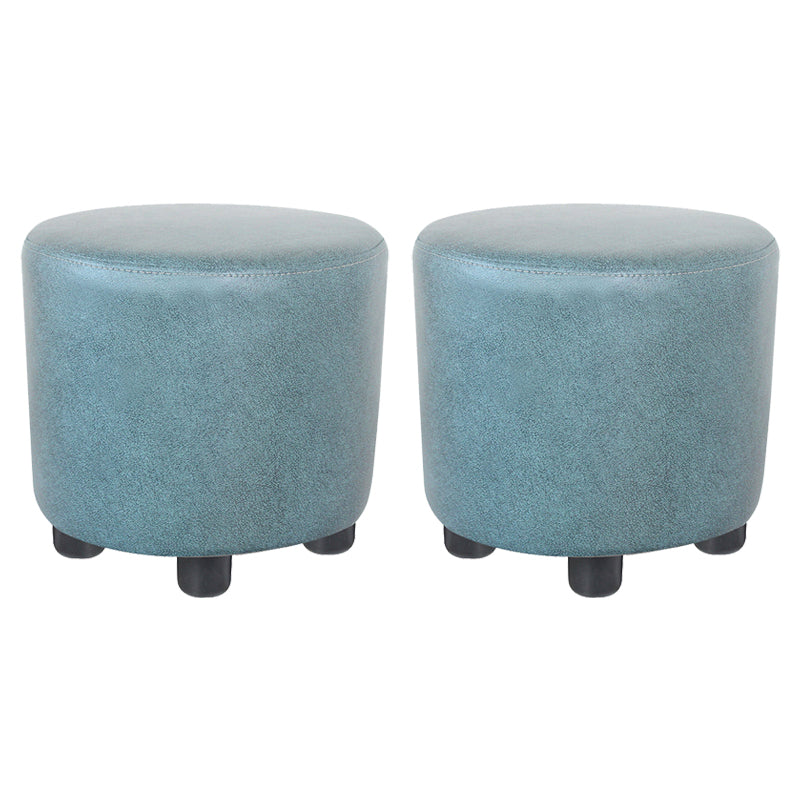 Modern Contrast Color Pouf Chair Round Cotton Stain Resistant Footstool Ottoman