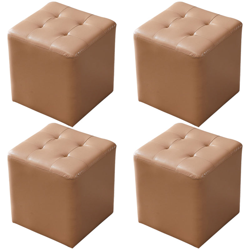 Moderno vera vera pelle ottomane trapuntato trapuntato sgabello quadrato pouf