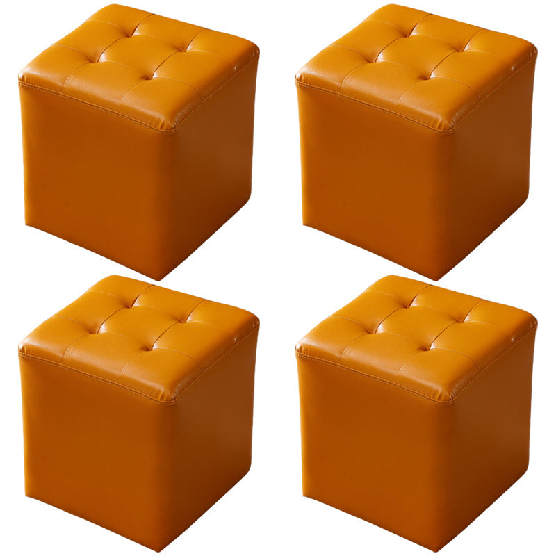 Moderno vera vera pelle ottomane trapuntato trapuntato sgabello quadrato pouf