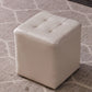 Modern Genuine Leather Ottoman Tufted Detail Square Stool Ottoman