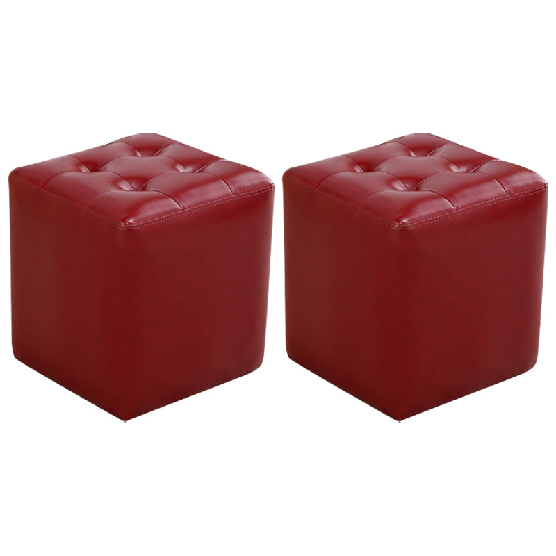 Moderno secolo moderno ottomana resistente all'acqua solido colore trapuntato cubo in pelle genuina ottomana