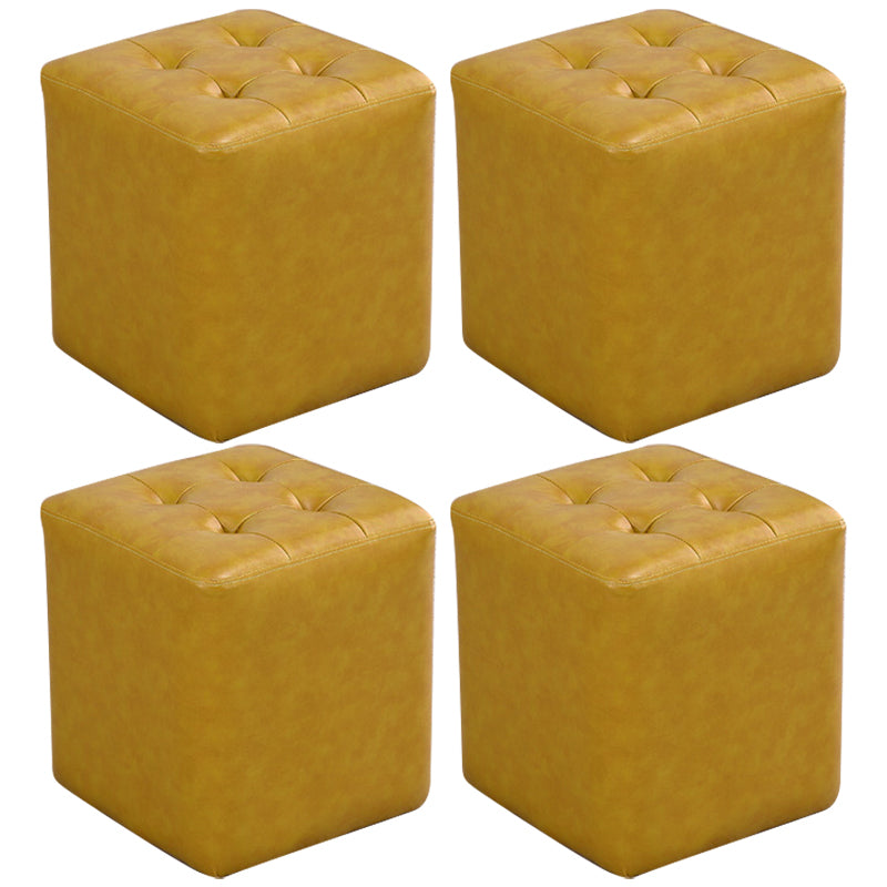 ミッドセンチュリーモダンオットマン耐水性固体色の房状の本革キューブオットマン