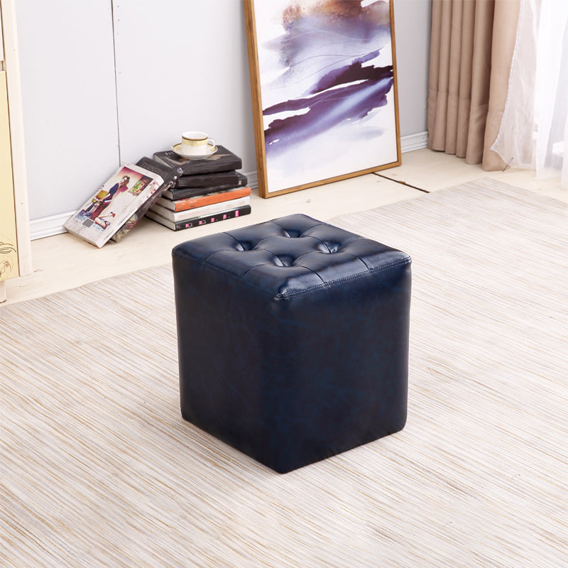 ミッドセンチュリーモダンオットマン耐水性固体色の房状の本革キューブオットマン