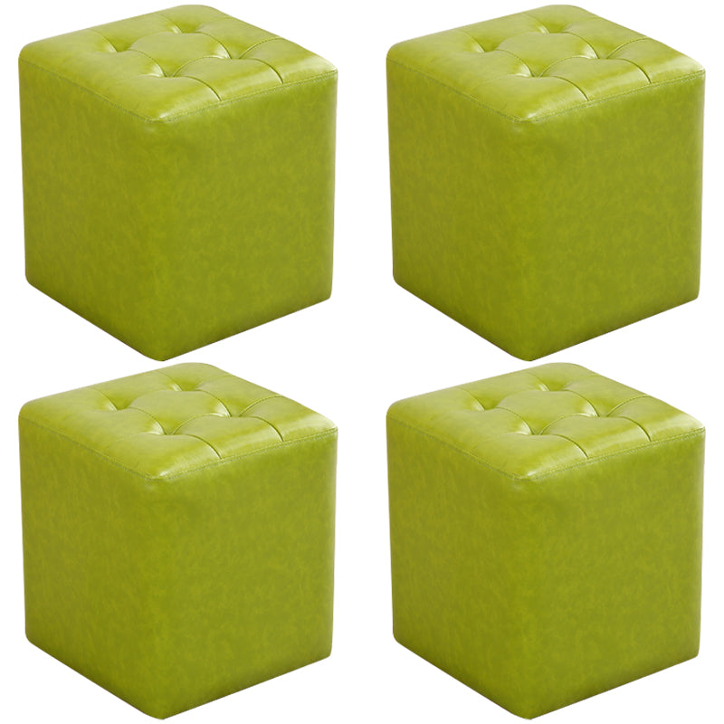 ミッドセンチュリーモダンオットマン耐水性固体色の房状の本革キューブオットマン