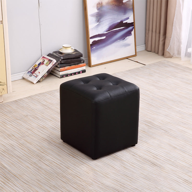 ミッドセンチュリーモダンオットマン耐水性固体色の房状の本革キューブオットマン