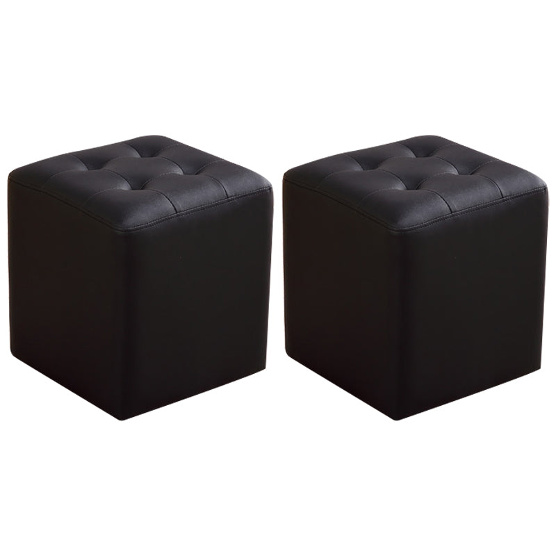 Color sólido de color sólido resistente al agua otomana moderna de mediados de siglo Cubo de cuero genuino otomano