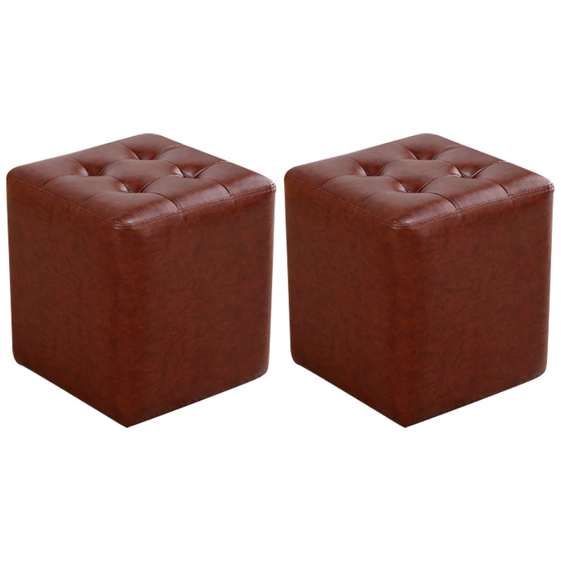 ミッドセンチュリーモダンオットマン耐水性固体色の房状の本革キューブオットマン