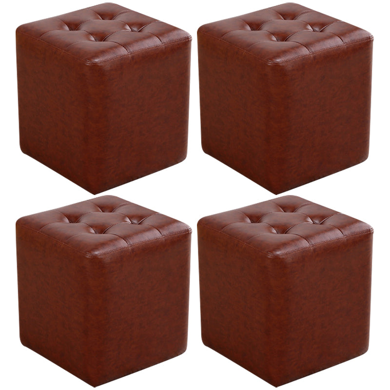 Midden-eeuwse moderne Ottomaanse waterbestendige vaste kleur getuft echte lederen kubus Ottoman