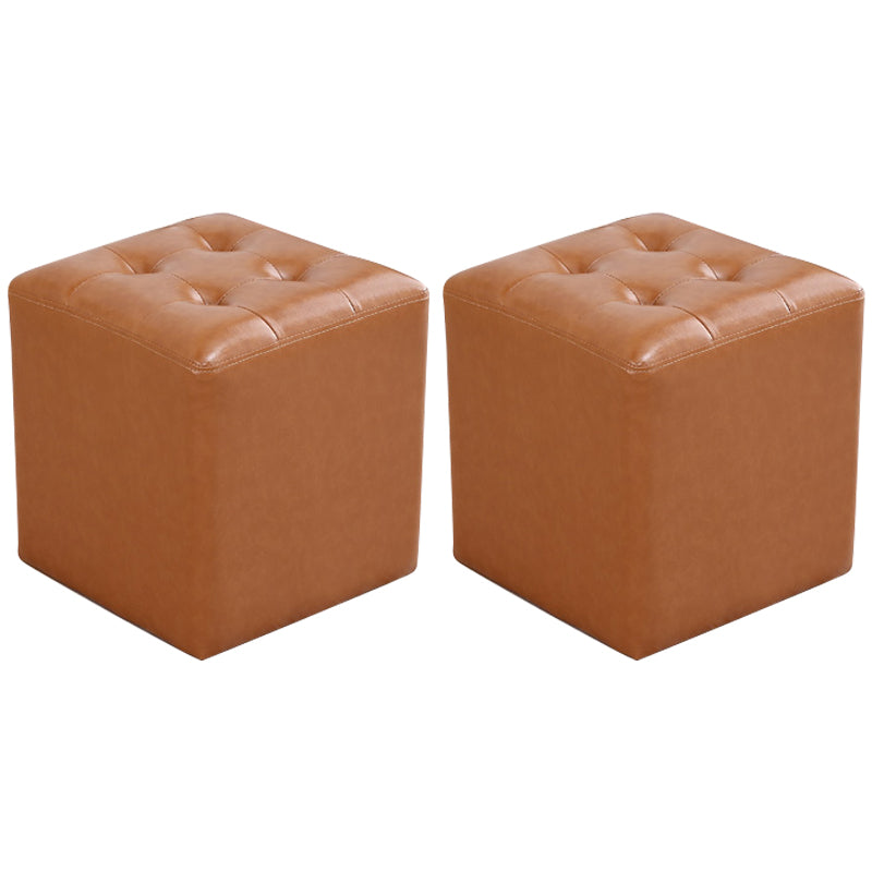 Color sólido de color sólido resistente al agua otomana moderna de mediados de siglo Cubo de cuero genuino otomano