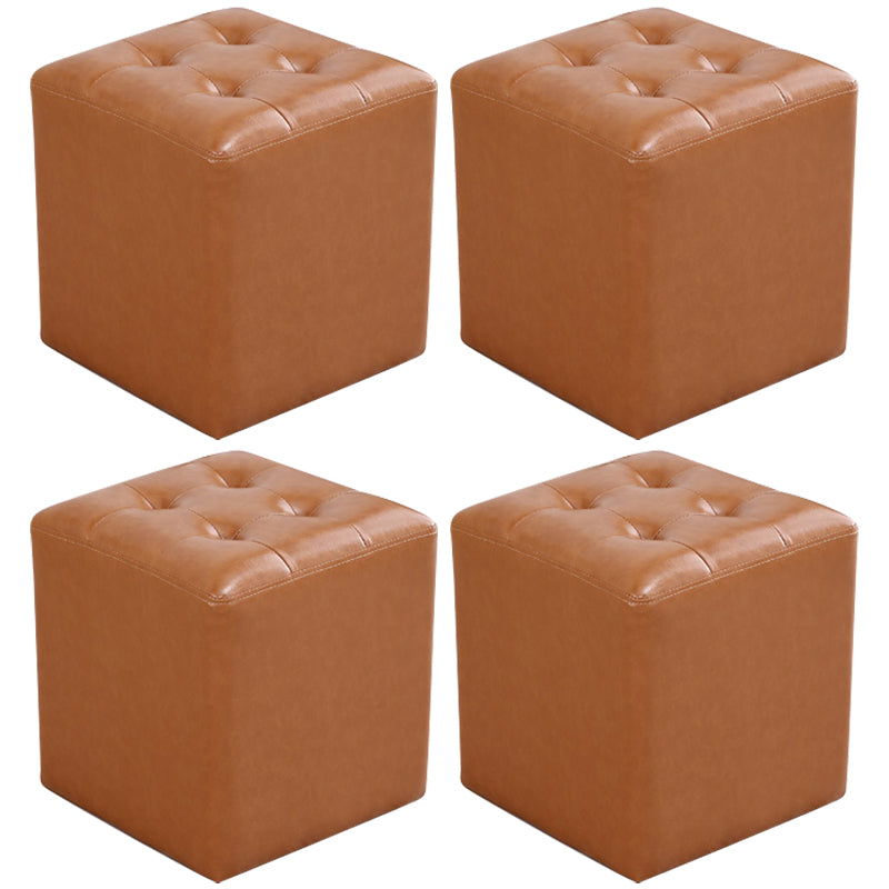 ミッドセンチュリーモダンオットマン耐水性固体色の房状の本革キューブオットマン