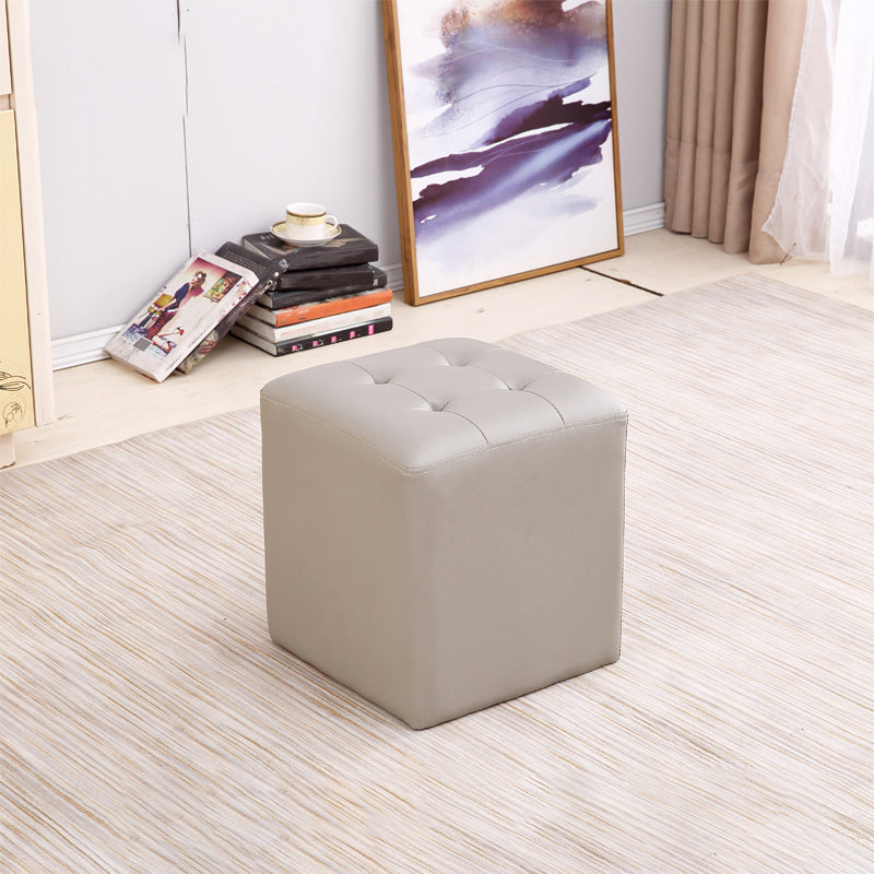 ミッドセンチュリーモダンオットマン耐水性固体色の房状の本革キューブオットマン