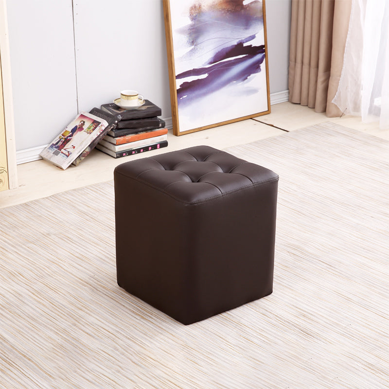 Moderno secolo moderno ottomana resistente all'acqua solido colore trapuntato cubo in pelle genuina ottomana