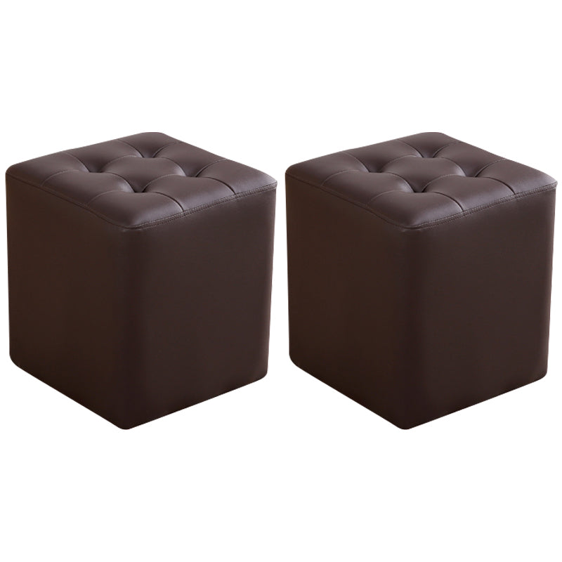 ミッドセンチュリーモダンオットマン耐水性固体色の房状の本革キューブオットマン
