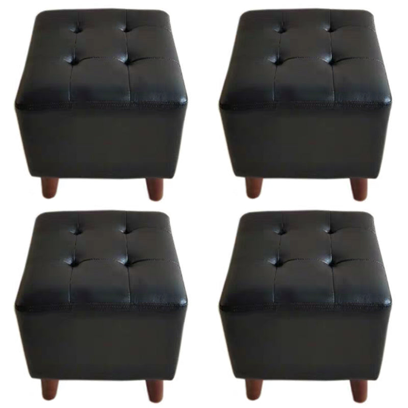 Pure Color Square Standard Modern Wine Red Leather Ottoman for Living Room Black 4 Piece Set Clearhalo 'furn' 'furn_ottomans_poufs' 'Furniture' 'Living Room Furniture' 'Ottomans & Poufs' 'ottomans_poufs' 5771998