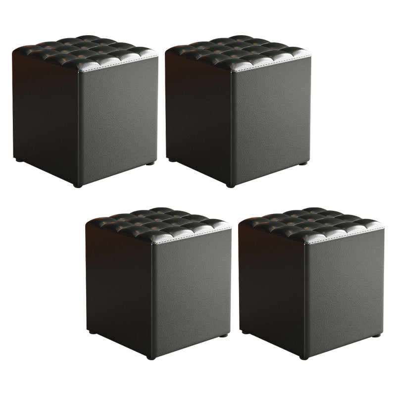 Simplicity Plain Ottoman Stool Water Resistant Genuine Leather Chair Ottoman