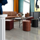 Simplicity Plain Ottoman Stool Water Resistant Genuine Leather Chair Ottoman