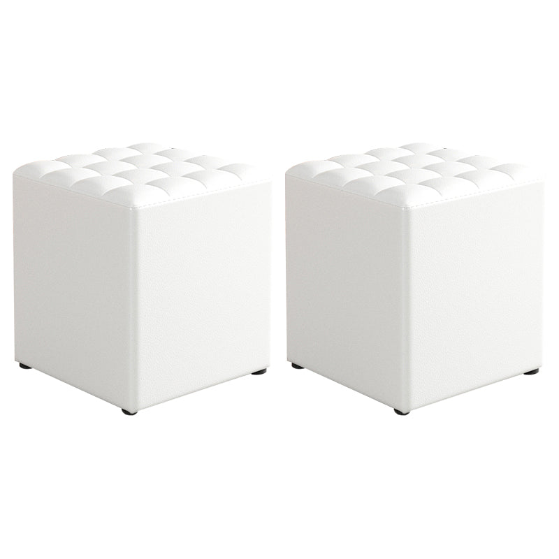 Simplicity Plain Ottoman Stool Water Resistant Genuine Leather Chair Ottoman