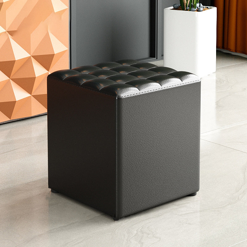 Simplicity Plain Ottoman Stool Water Resistant Genuine Leather Chair Ottoman