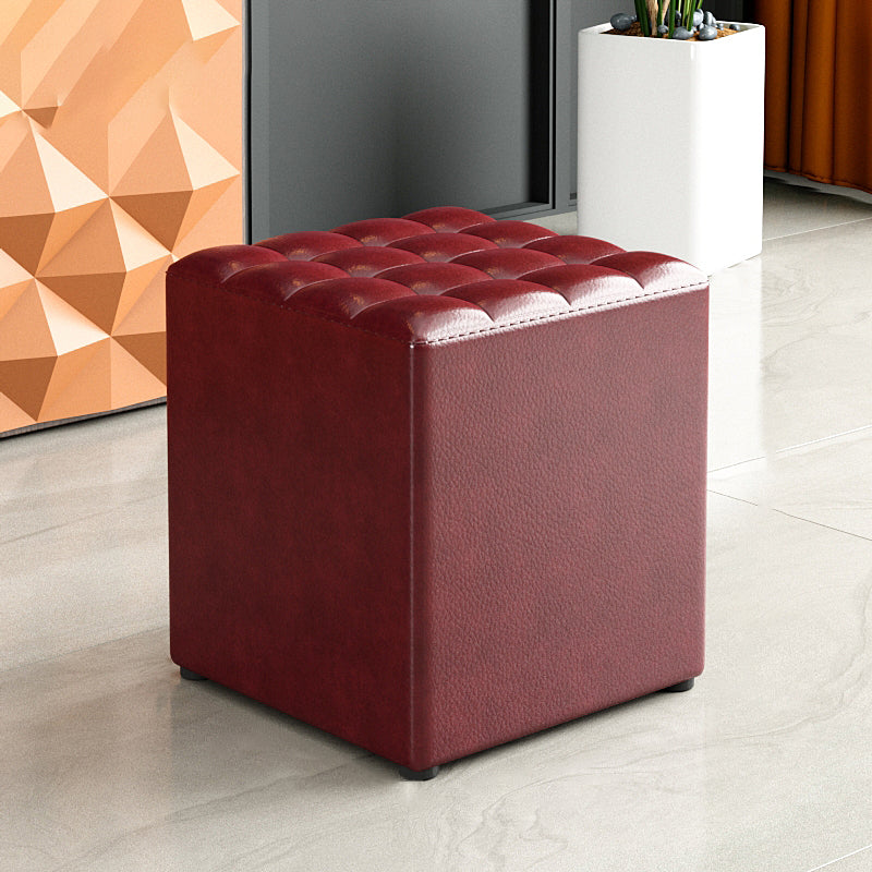 Simplicity Plain Ottoman Stool Water Resistant Genuine Leather Chair Ottoman
