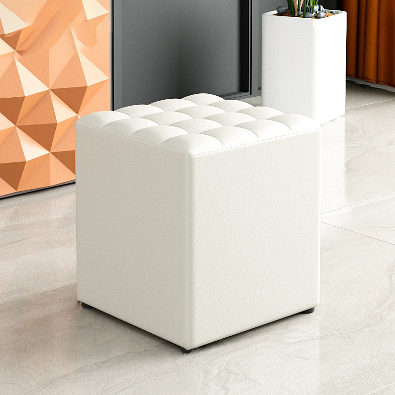 Simplicity Plain Ottoman Stool Water Resistant Genuine Leather Chair Ottoman