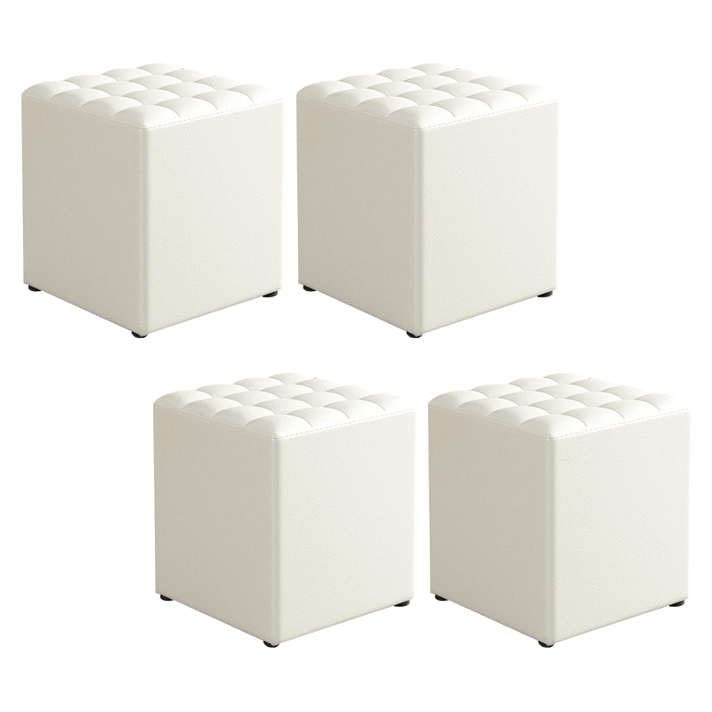 Simplicity Plain Ottoman Stool Water Resistant Genuine Leather Chair Ottoman