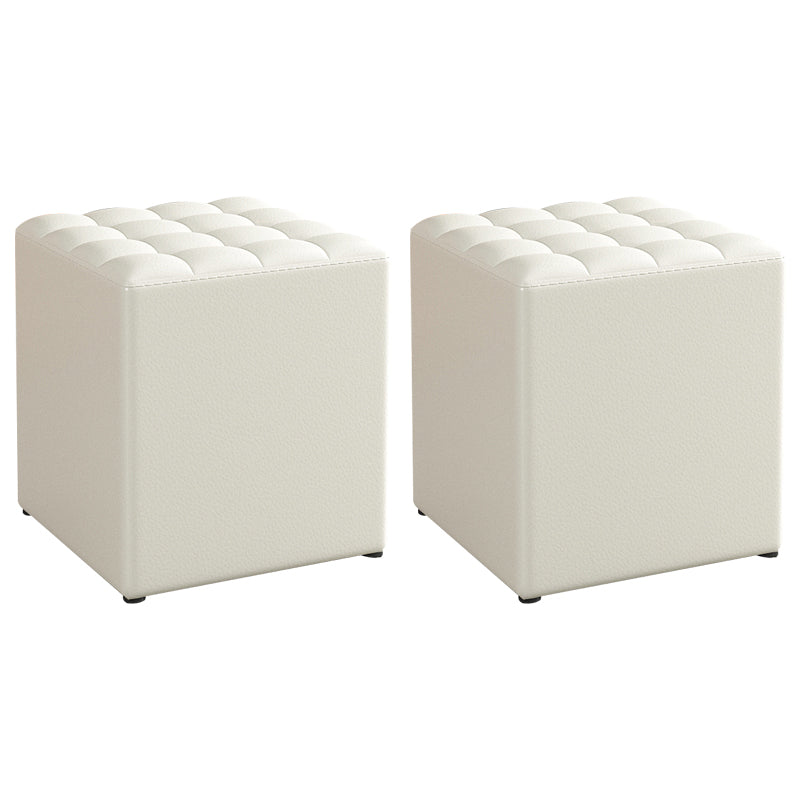 Simplicity Plain Ottoman Stool Water Resistant Genuine Leather Chair Ottoman