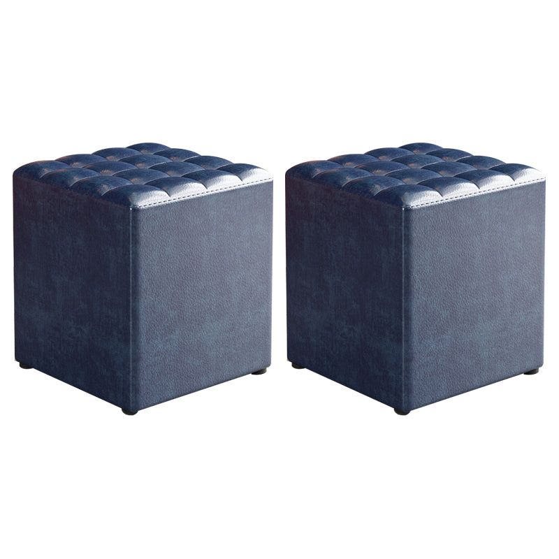 Simplicity Plain Ottoman Stool Water Resistant Genuine Leather Chair Ottoman