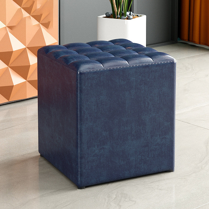 Simplicity Plain Ottoman Stool Water Resistant Genuine Leather Chair Ottoman