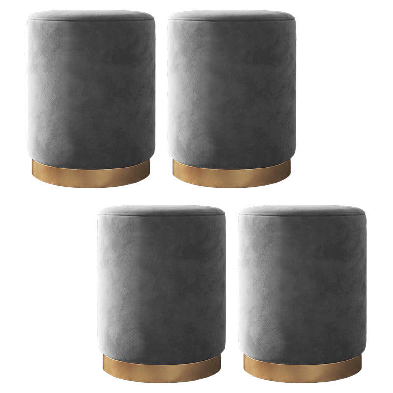 Glam pouf otomano de terciopelo tapizado metal marco redondo otomano redondo