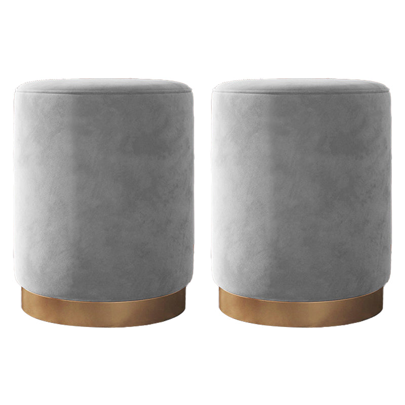 Glam pouf otomano de terciopelo tapizado metal marco redondo otomano redondo