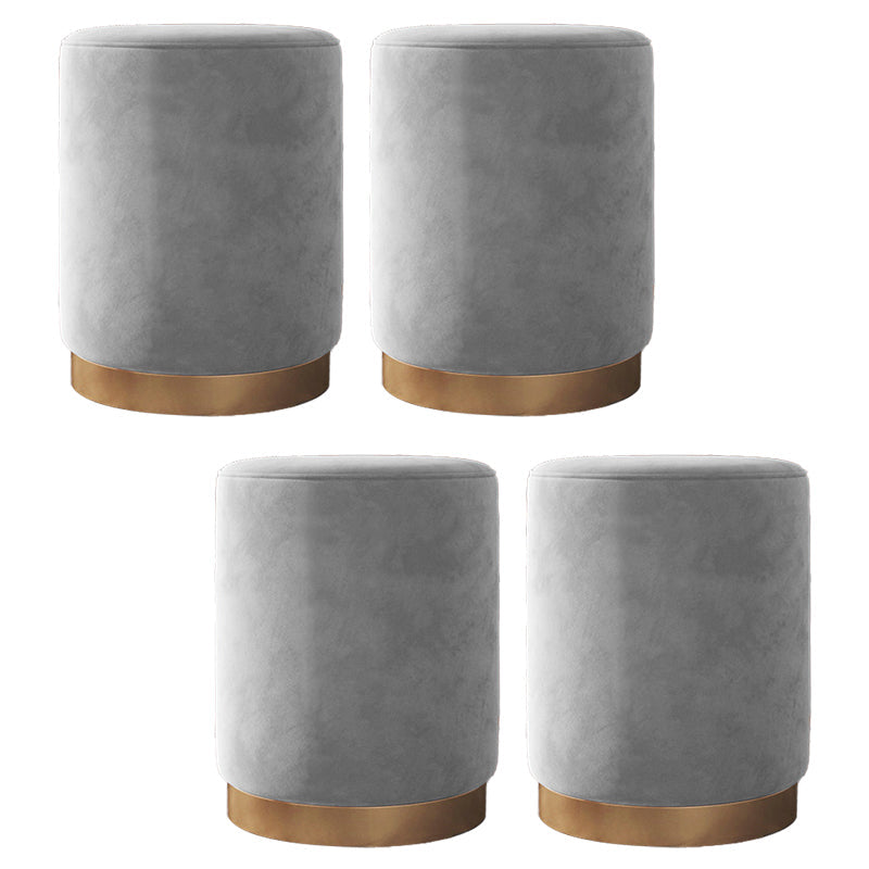 Glam pouf otomano de terciopelo tapizado metal marco redondo otomano redondo