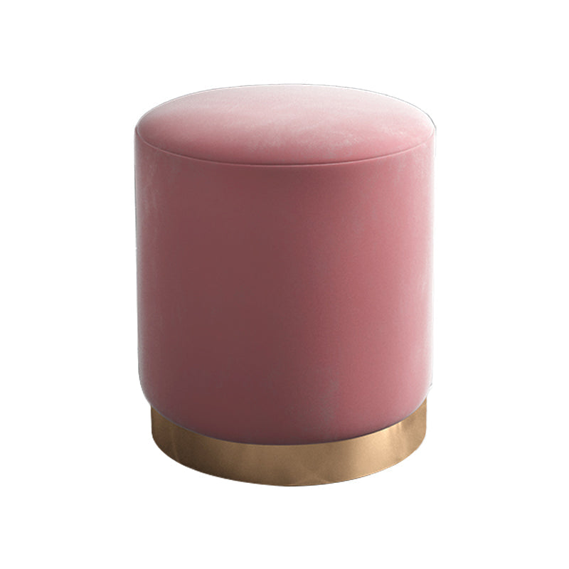 Glam pouf otomano de terciopelo tapizado metal marco redondo otomano redondo