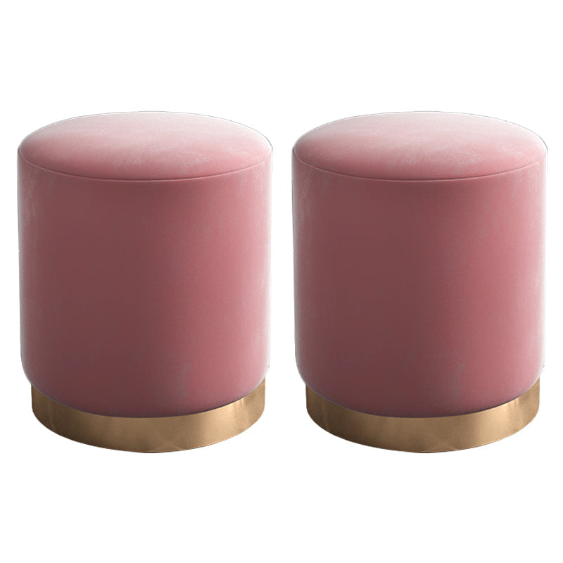 Glam pouf otomano de terciopelo tapizado metal marco redondo otomano redondo