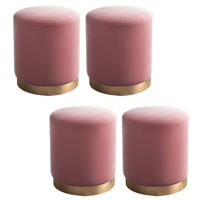 Glam pouf otomano de terciopelo tapizado metal marco redondo otomano redondo