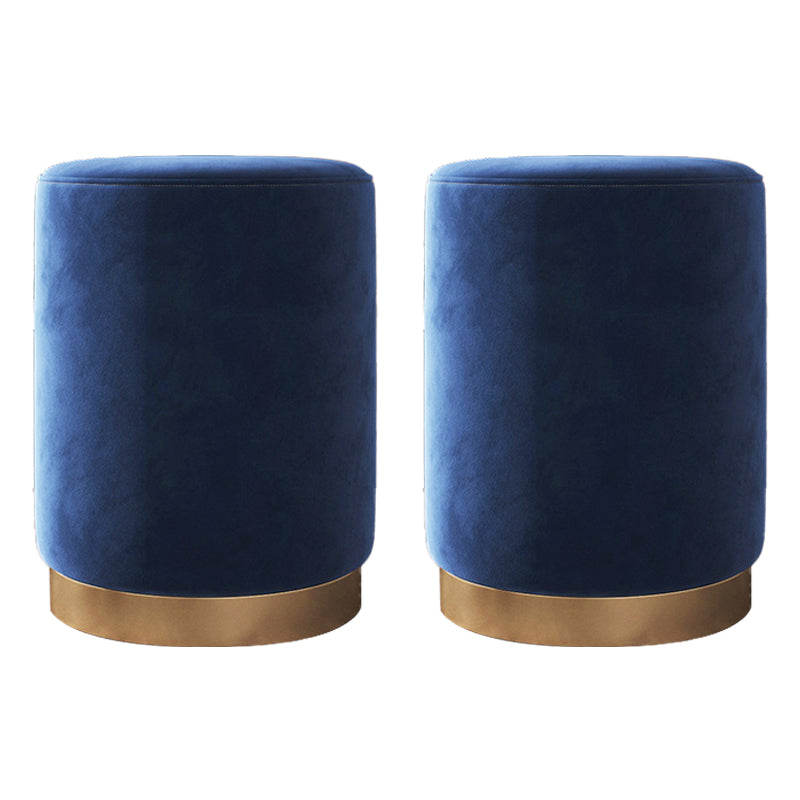 Glam pouf otomano de terciopelo tapizado metal marco redondo otomano redondo