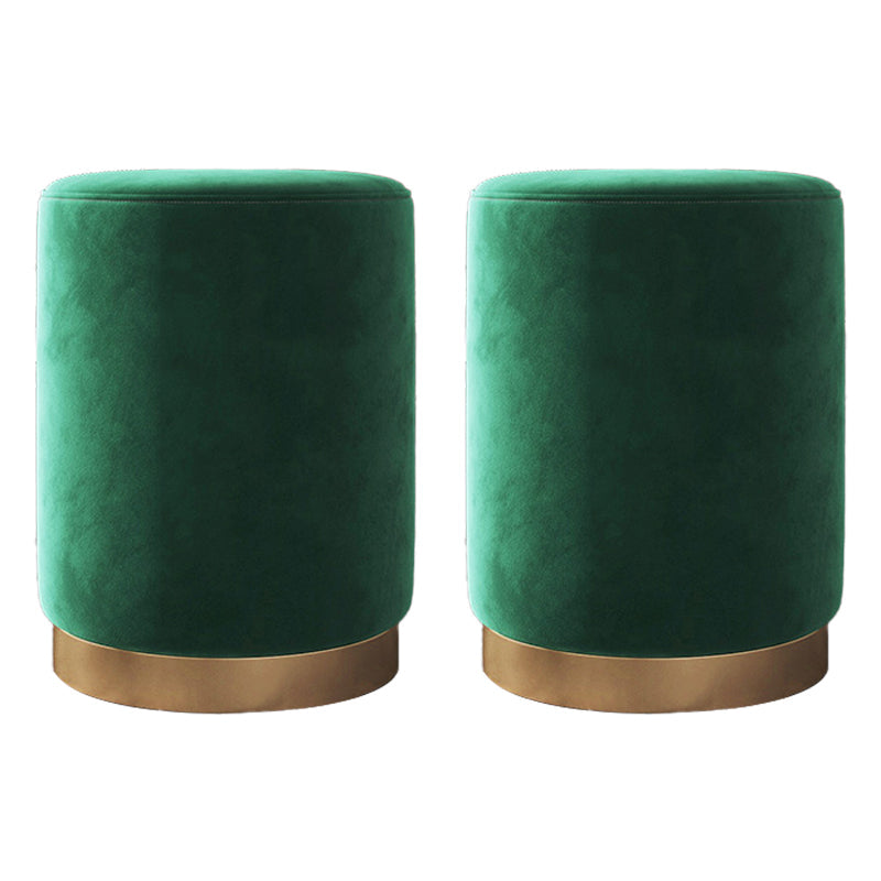 Glam pouf otomano de terciopelo tapizado metal marco redondo otomano redondo