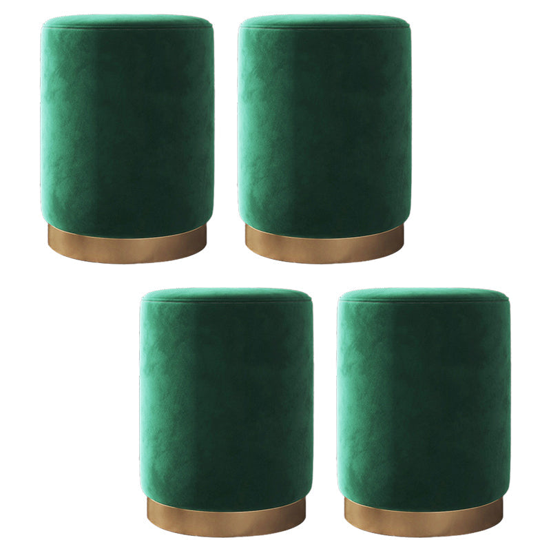 Glam pouf otomano de terciopelo tapizado metal marco redondo otomano redondo