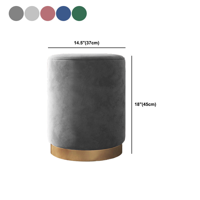 Glam pouf otomano de terciopelo tapizado metal marco redondo otomano redondo