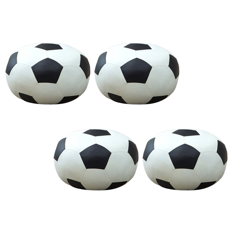 ステイン耐性フェイクレザーオットマンフットボールプリントプーフモダンオットマン