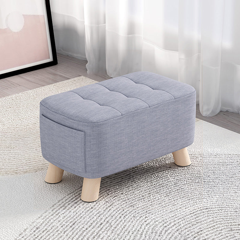 Modern Cotton Storage Pouf Plain Rectangle Tufted Chair Ottoman 16"L x 10"W x 11"H Light Gray 1 Piece Clearhalo 'furn' 'furn_ottomans_poufs' 'Furniture' 'Living Room Furniture' 'Ottomans & Poufs' 'ottomans_poufs' 5772205