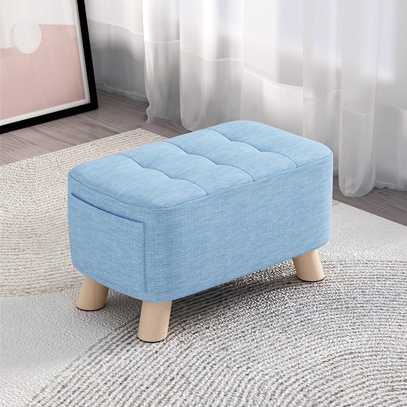 Modern Cotton Storage Pouf Plain Rectangle Tufted Chair Ottoman 16"L x 10"W x 11"H Blue 1 Piece Clearhalo 'furn' 'furn_ottomans_poufs' 'Furniture' 'Living Room Furniture' 'Ottomans & Poufs' 'ottomans_poufs' 5772209